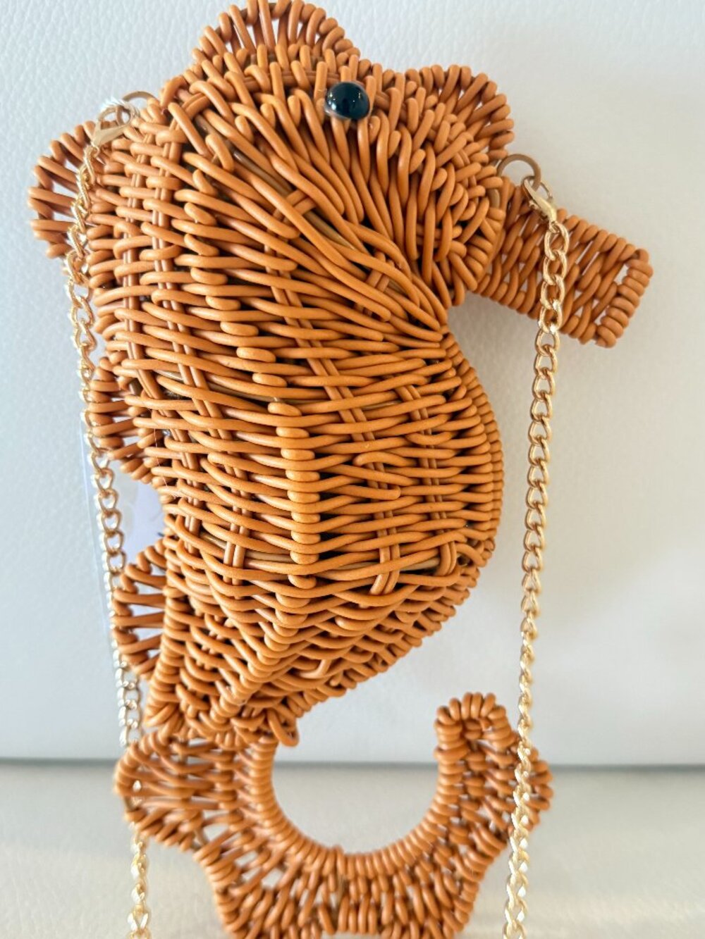 NWT Tommy Bahama Seahorse Woven Wicker Bag with Gold Crossbody Chain